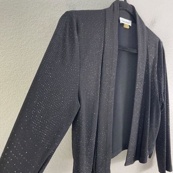 Calvin Klein Womens Small Black Sparkle Open Front Bolero Cardigan Shrug - Picture 7 of 8